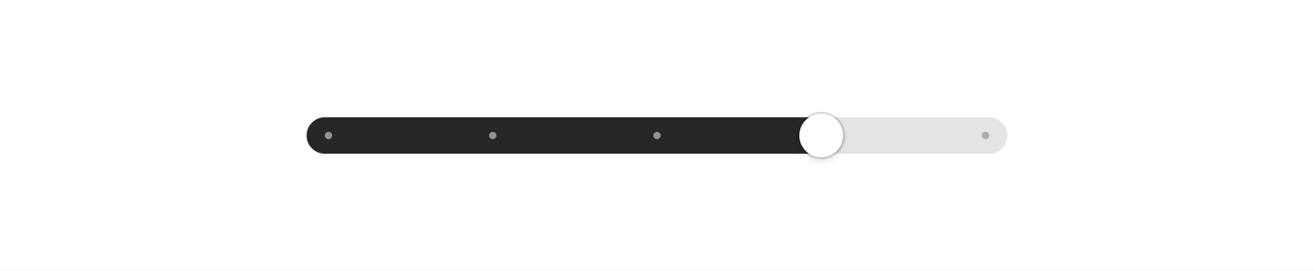 Slider with five dot ticks positioned inside a thick dark gray and light gray track
